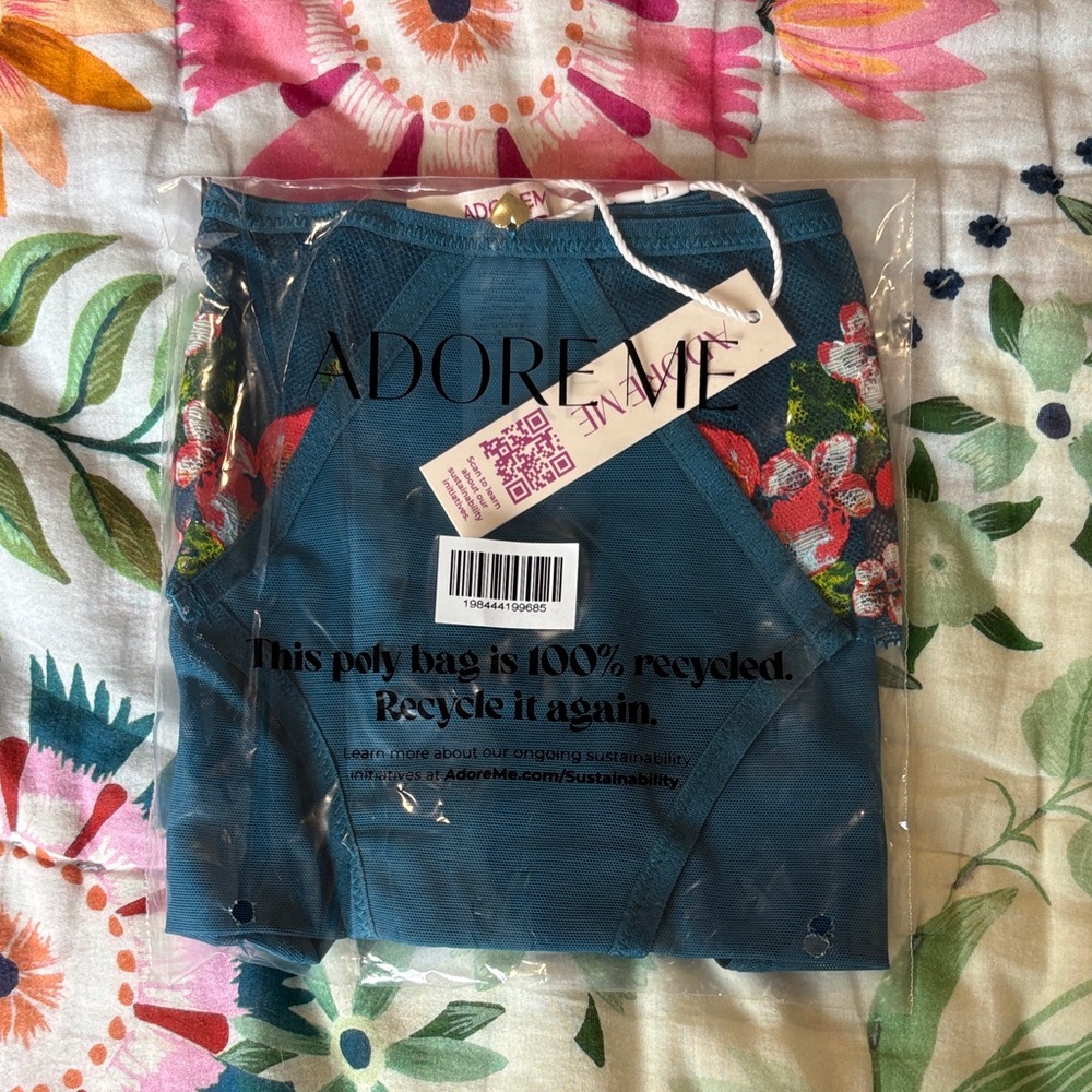 Adore Me Teal and Red Floral Lingerie